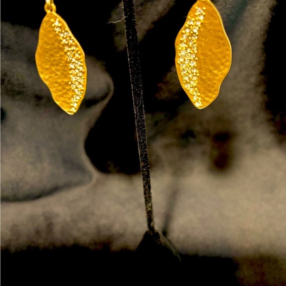 Mia + Tess Sparkle Gold Tone Drop Earrings, 2” Drop - Picture 2 of 5